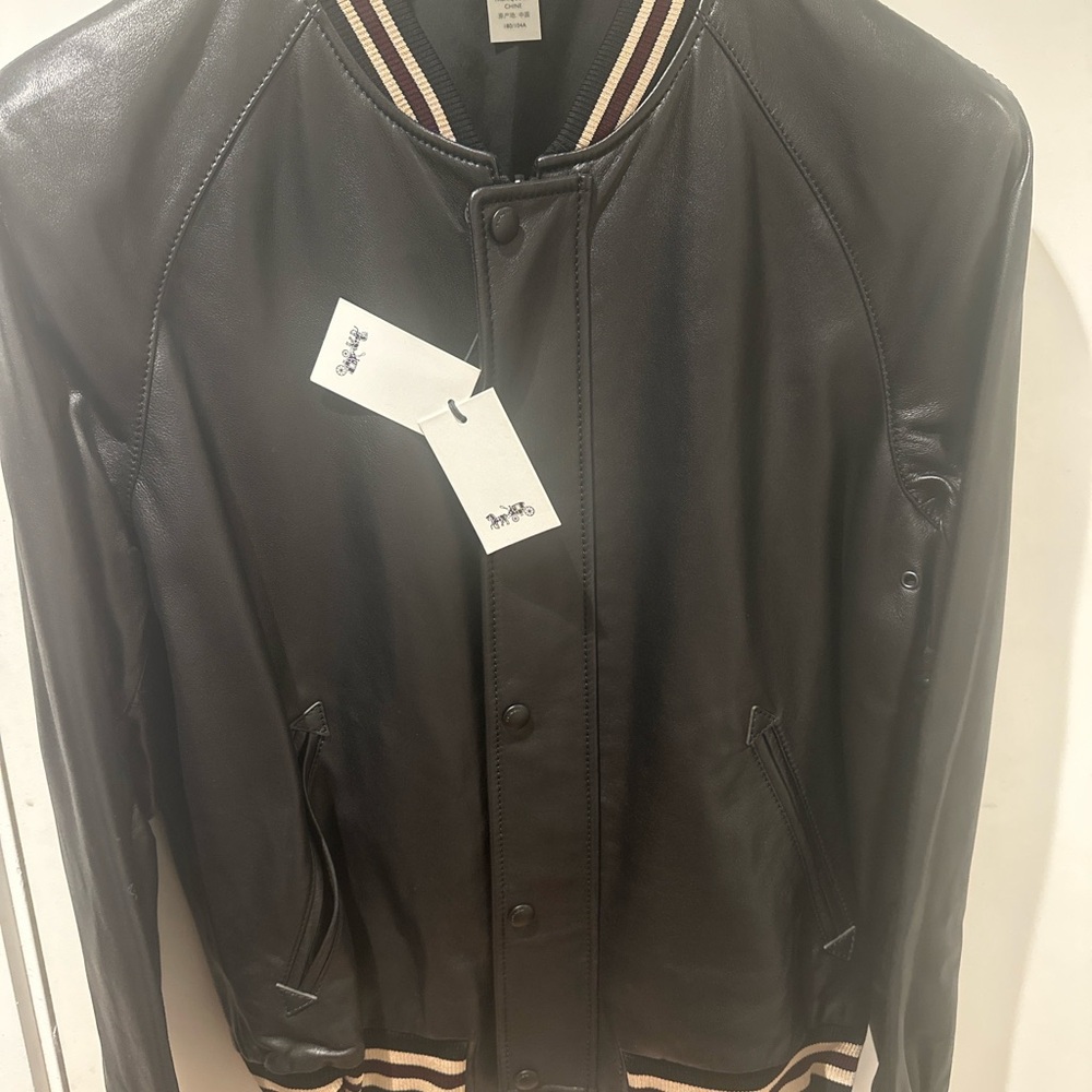 Coach Reversible Leather Souvenir Jacket Black Camel Size 50 L NWT - Picture 2 of 7